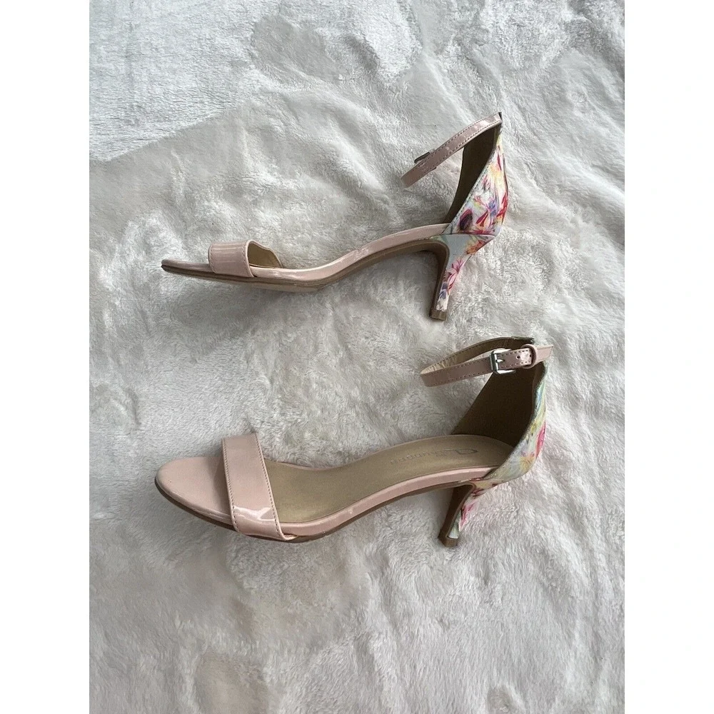 CL By Laundry Women's Heels Floral Heel Ankle Straps Sz 7.5 Excellent Condition!